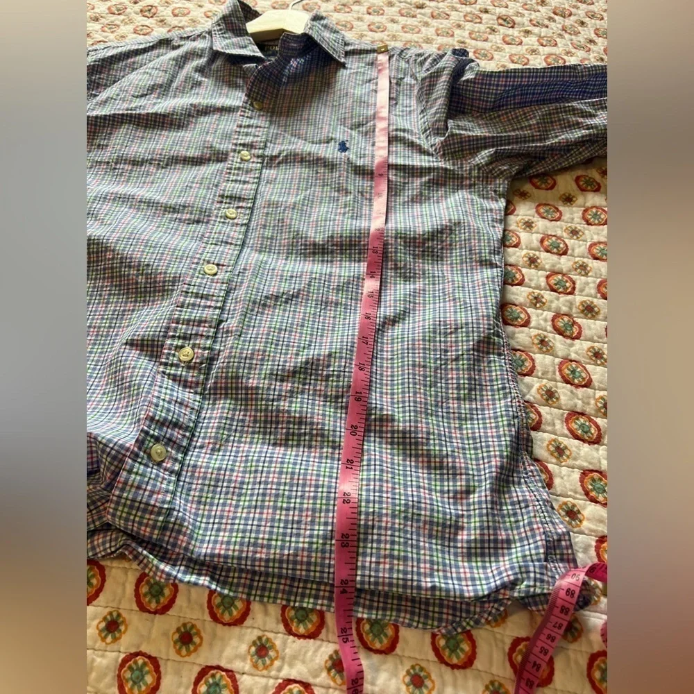 EUC Polo Ralph Lauren Plaid Long Sleeve Collared Button Down Size Medium